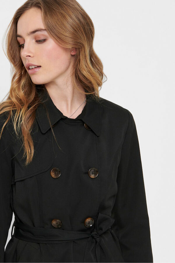 Only Gabardina midi com cinto preto