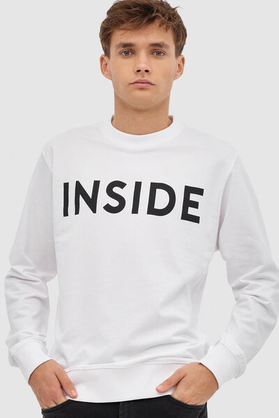 Springfield Sweatshirt mit Inside-Print Weiß