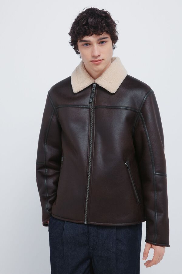 Springfield Blouson aviateur effet daim double face nude