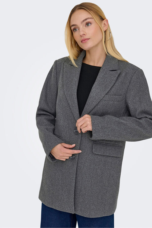 Only Sobretudo curto estilo blazer cinzento
