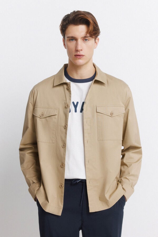 Springfield Lightweight pockets overshirt fit overshirt grey