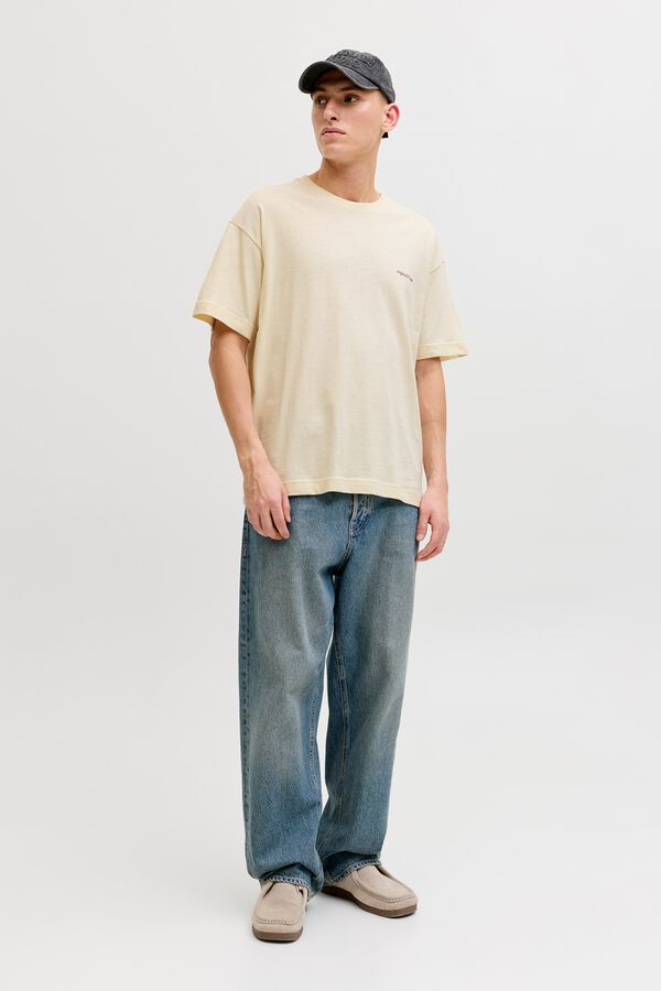 Jack & Jones Camiseta loose algod&oacute;n beige