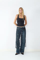 Balmohk Saia midi transparente com lantejoulas preto