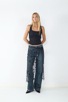 Balmohk Transparent sequin midi skirt