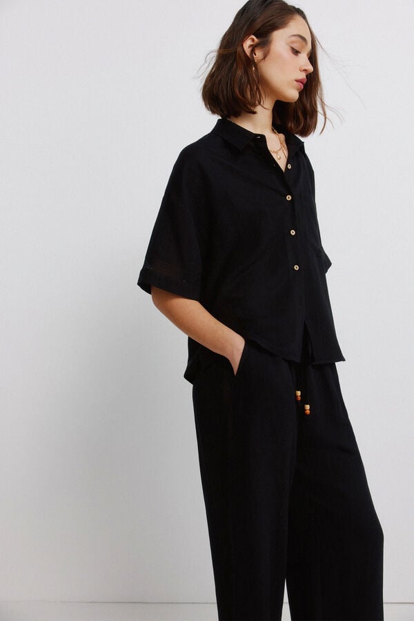 Springfield Lace drawstring trousers black