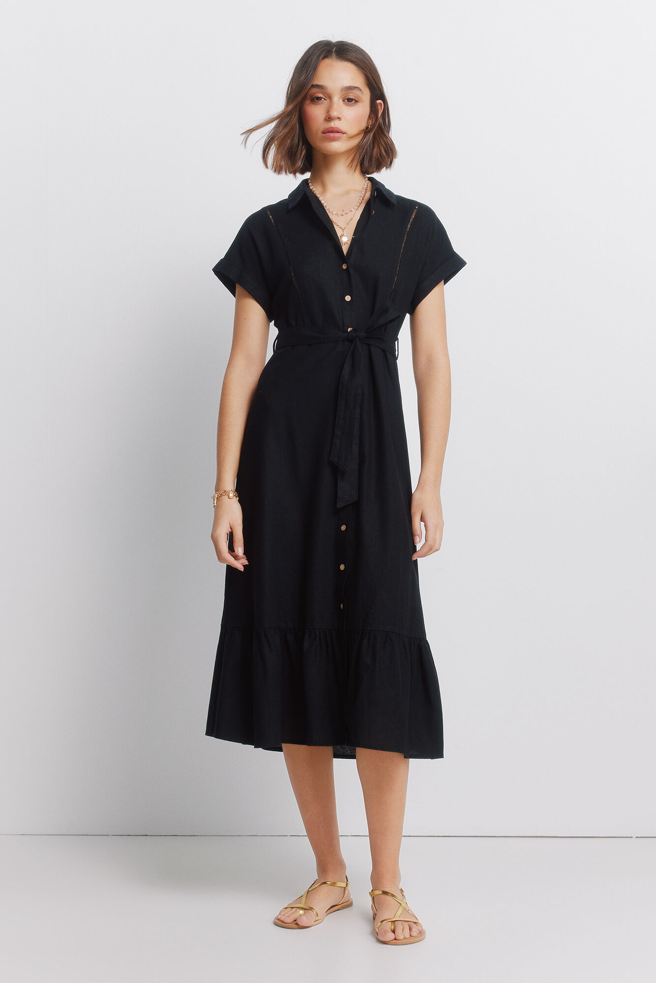 Springfield Vestido camisero lino