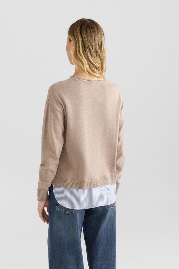 Springfield Two-fabric text jumper nude