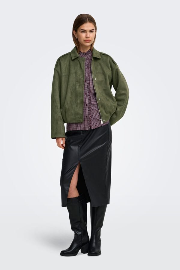 Only Faux suede jacket green