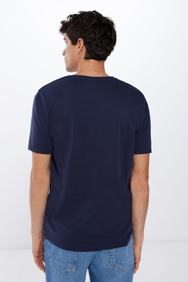 Springfield Camiseta cuello pico elastan azul oscuro