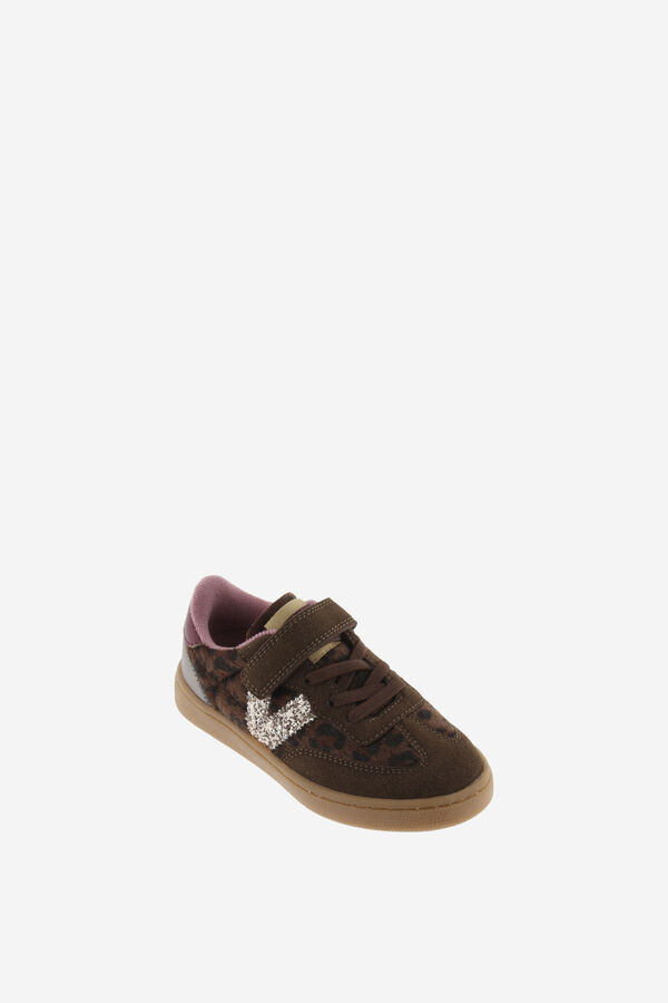 Victoria Zapatillas animal print glitter marr&oacute;n