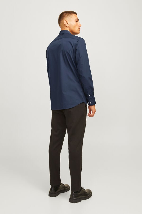 JJ REBEL Schmal geschnittenes, formelles Twill Blau