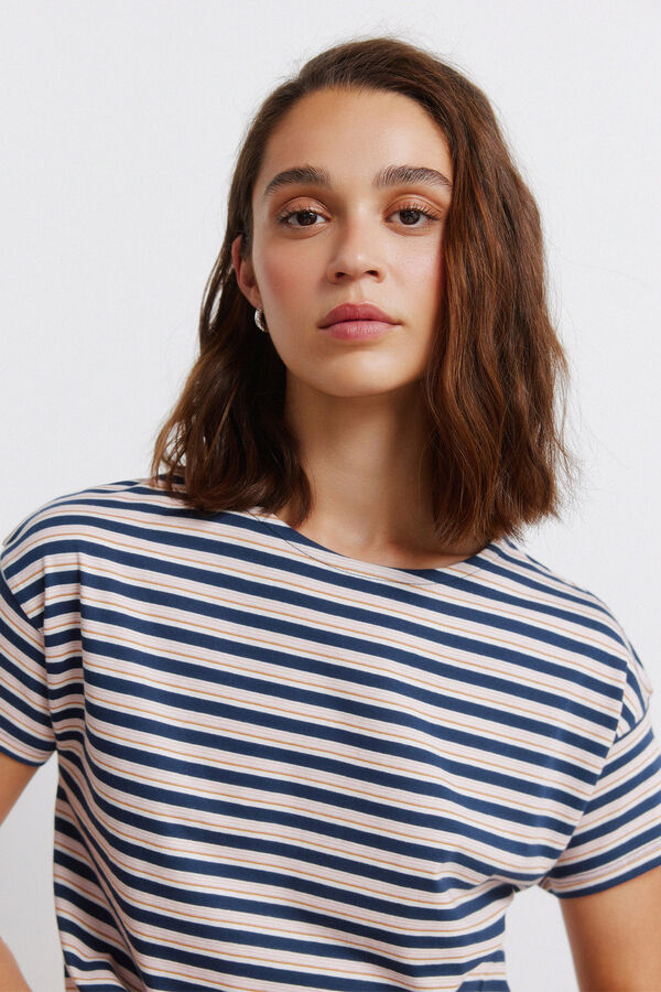 Springfield Striped double cotton T-shirt blue