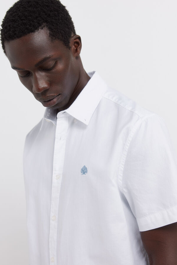 Springfield Two-tone structured short sleeve shirt white