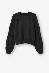 Springfield Jersey-knit jumper with cut-out sleeves black