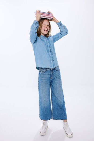 Springfield Pantalón denim culotte niña azul medio