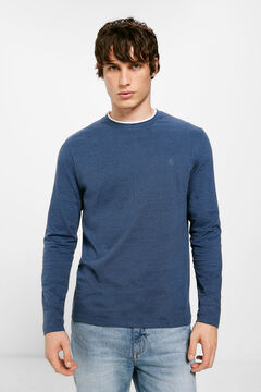Springfield Double micro-striped long-sleeved T-shirt indigo blue