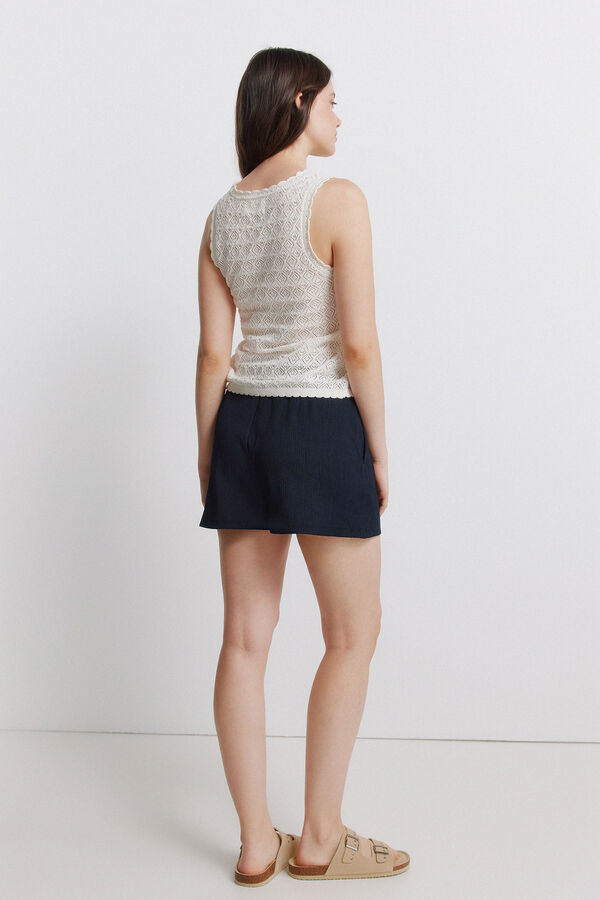 Springfield Shorts liso com el&aacute;stico azul