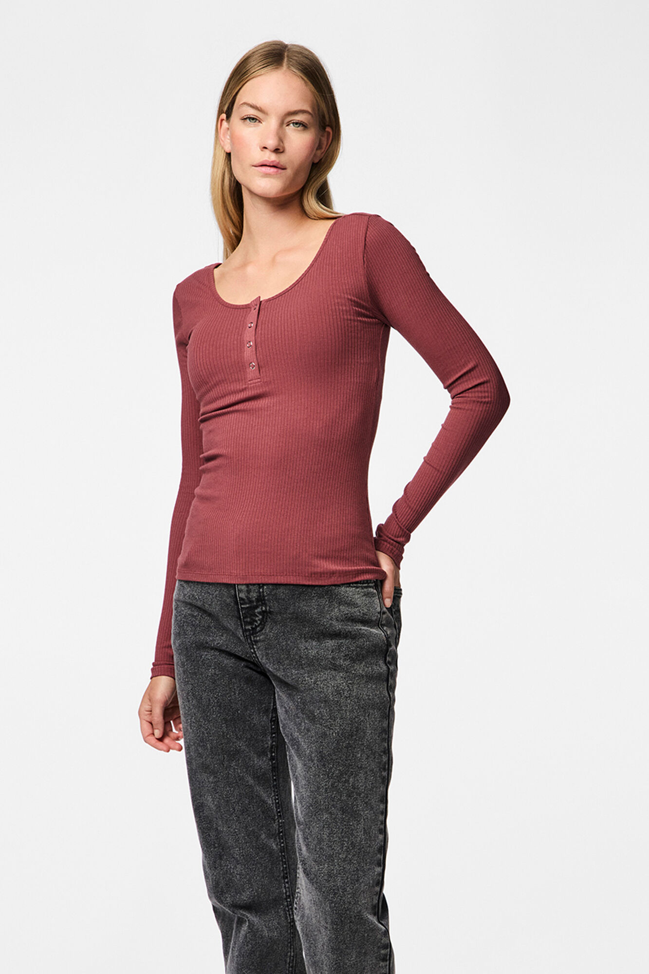 Pieces Geripptes Oberteil