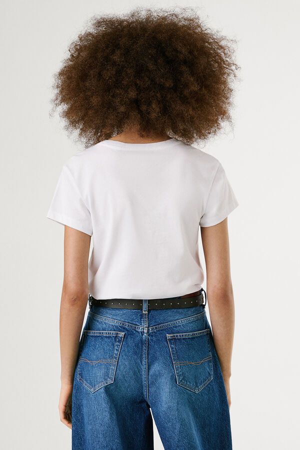 Pepe Jeans Camiseta manga corta con logo frontal con motivos florales blanco