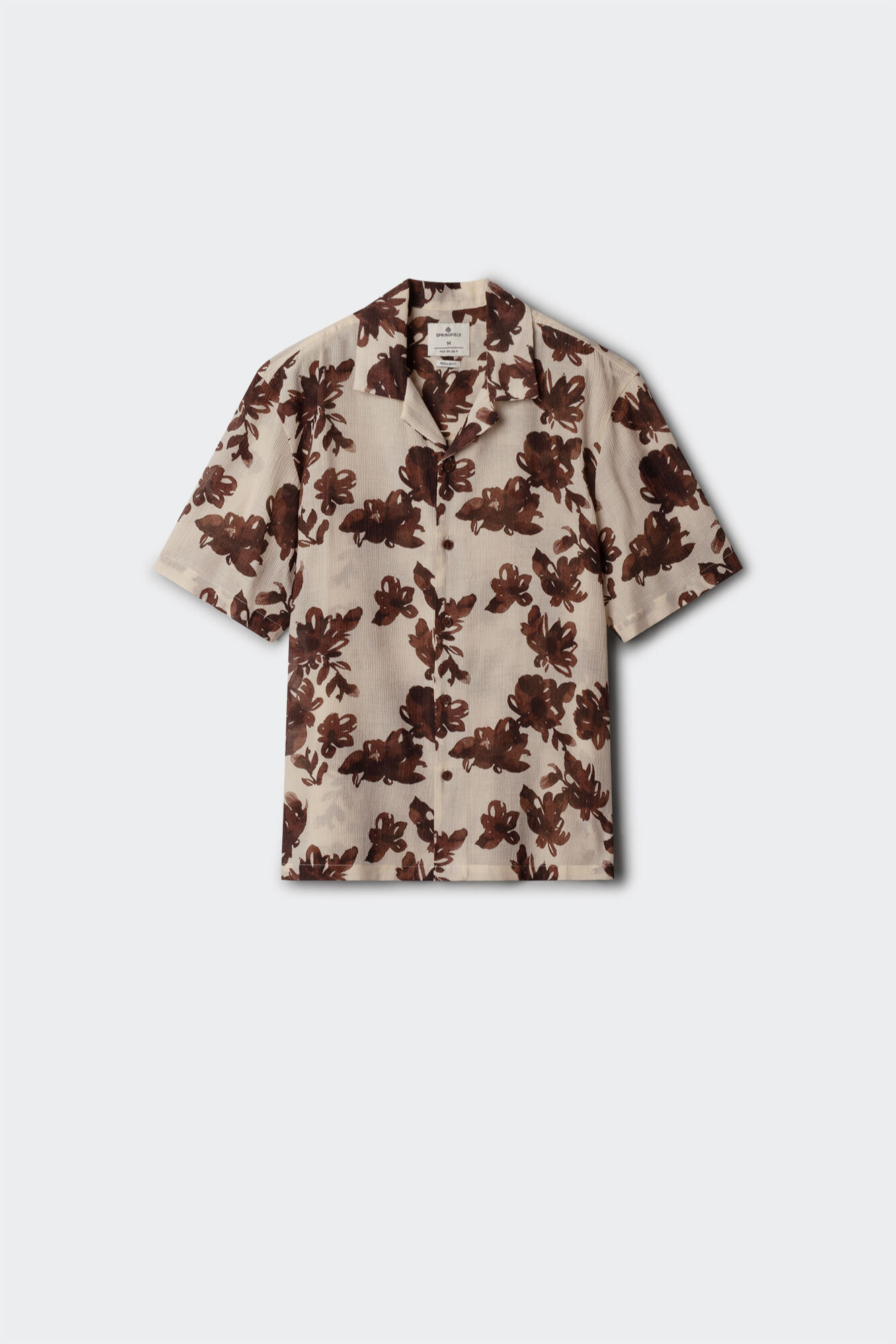 Springfield Printed viscose nylon short sleeve shirt