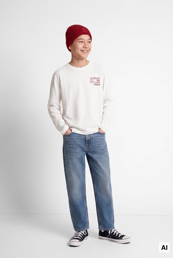 Springfield Kids Camiseta manga larga Tigre Ramen ni&ntilde;o marfil