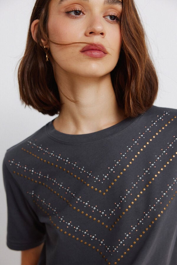 Springfield Studded short sleeve T-shirt grey