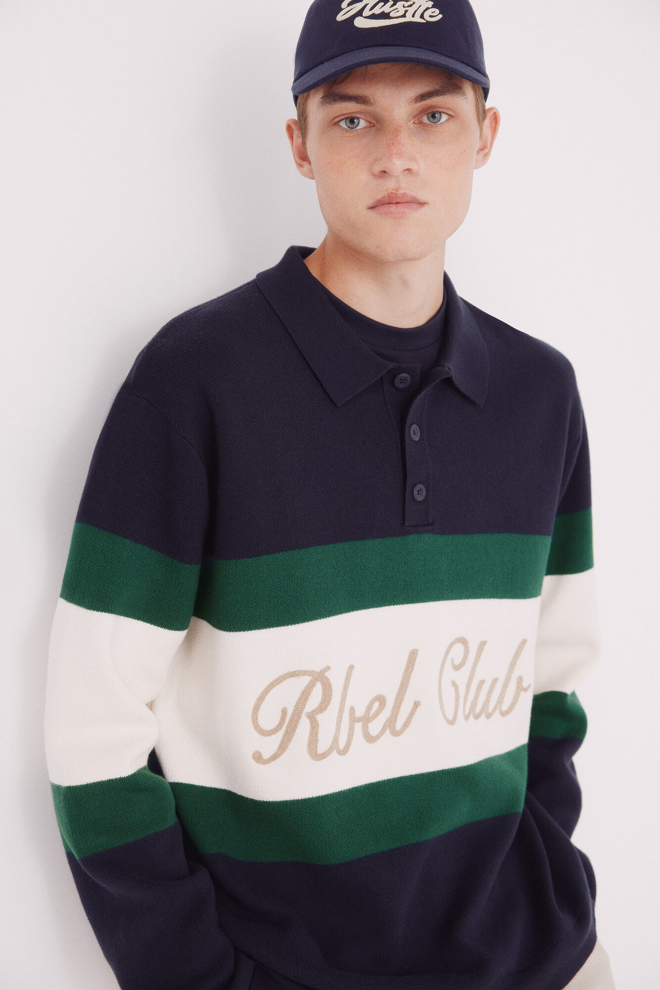 Springfield polo shirt neck sweater with embroidered text
