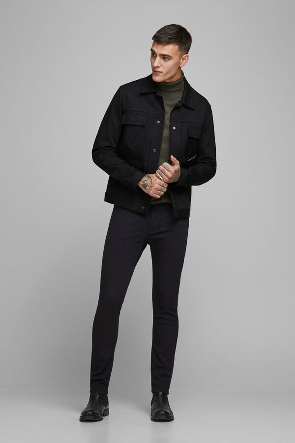 Springfield Slim fit tapered jeans fekete
