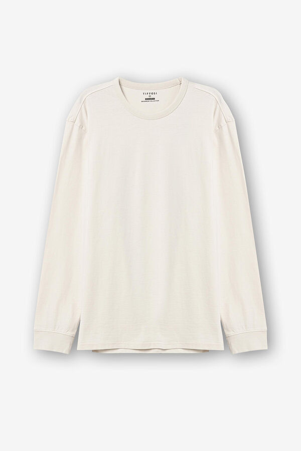 Tiffosi T-shirt b&aacute;sica de manga comprida bege