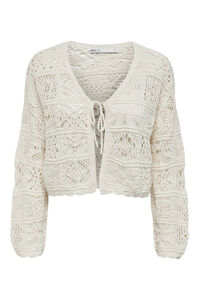 Only Casaco de malha curto de crochet cortado