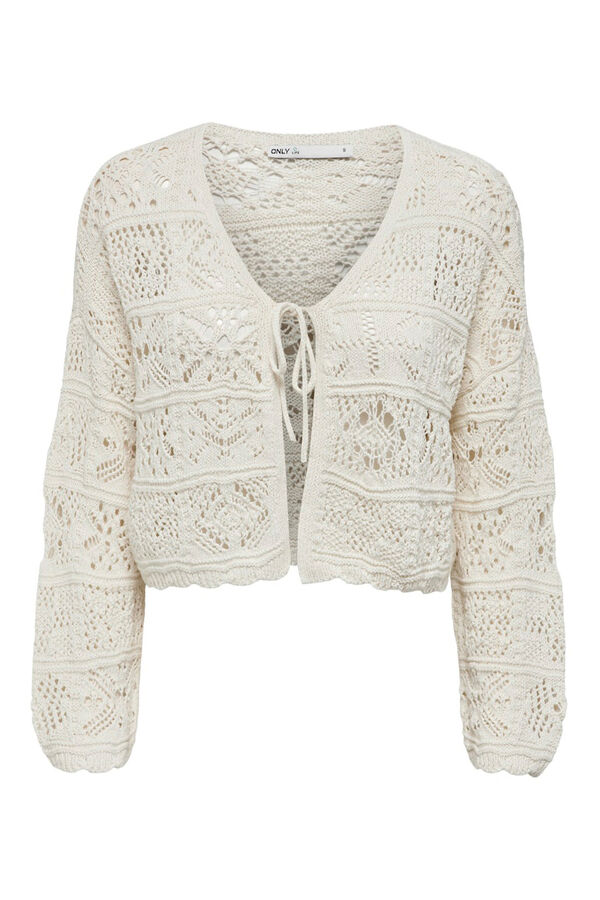 Only R&ouml;vid masnis horgolt el&uuml;lső kardig&aacute;n feh&eacute;r