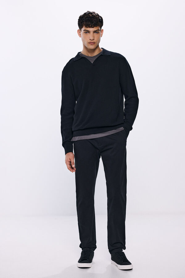 Springfield Textured polo shirt black