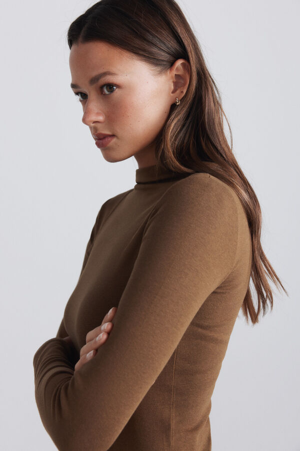 Springfield T-shirt col roul&eacute; nude