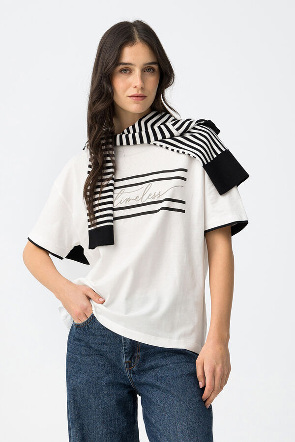Tiffosi Basic printed T-shirt beige