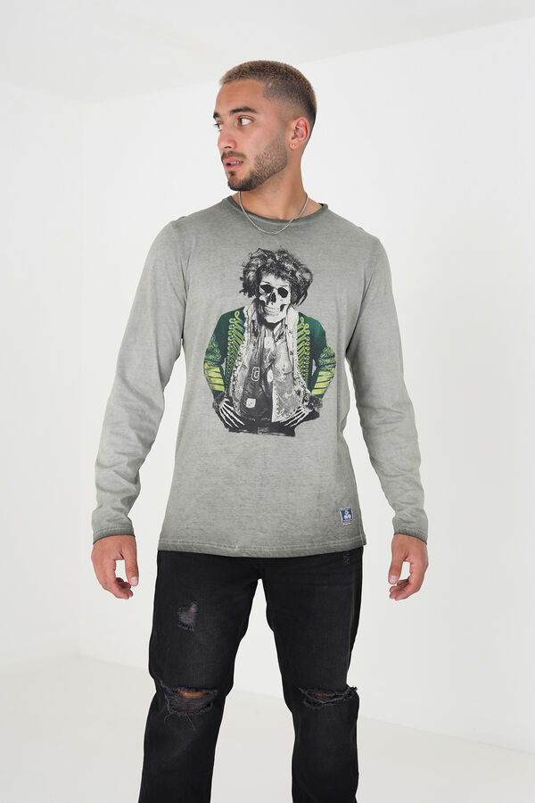 Springfield Long-sleeved T-shirt with print dark gray