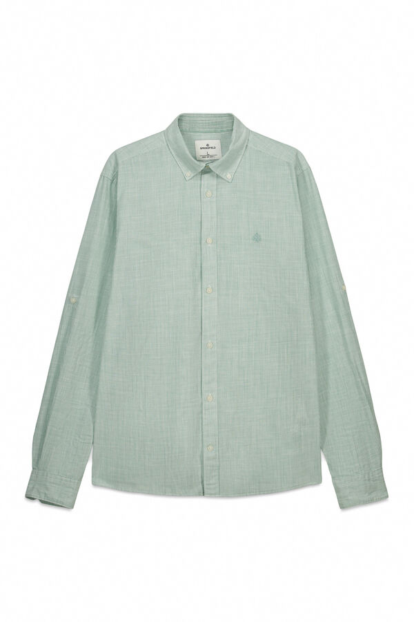 Springfield Camisa leve micro riscas verde