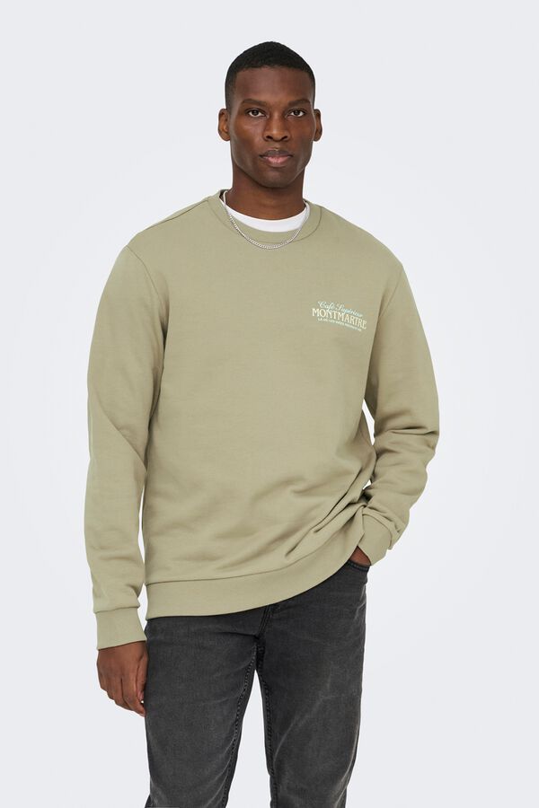 Only & Sons Sudadera cuello redondo beige