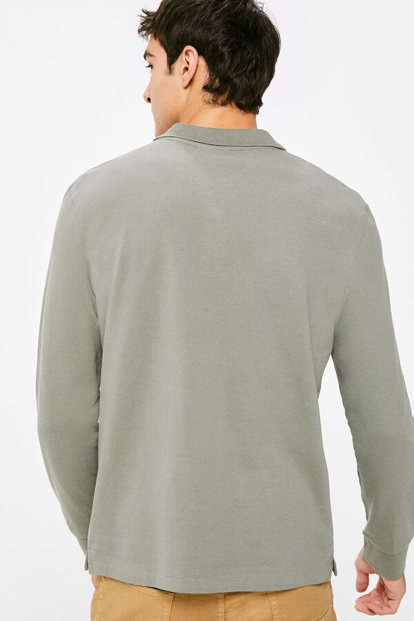 Springfield Long-sleeved piqué polo shirt grey