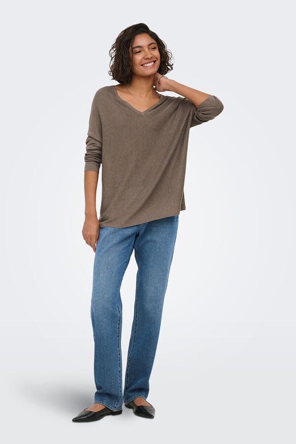 JDY V-neck fine knit jumper grey