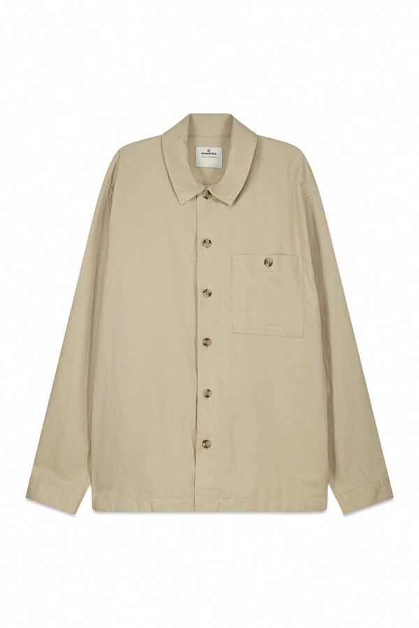 Springfield Linen overshirt with pocket grey