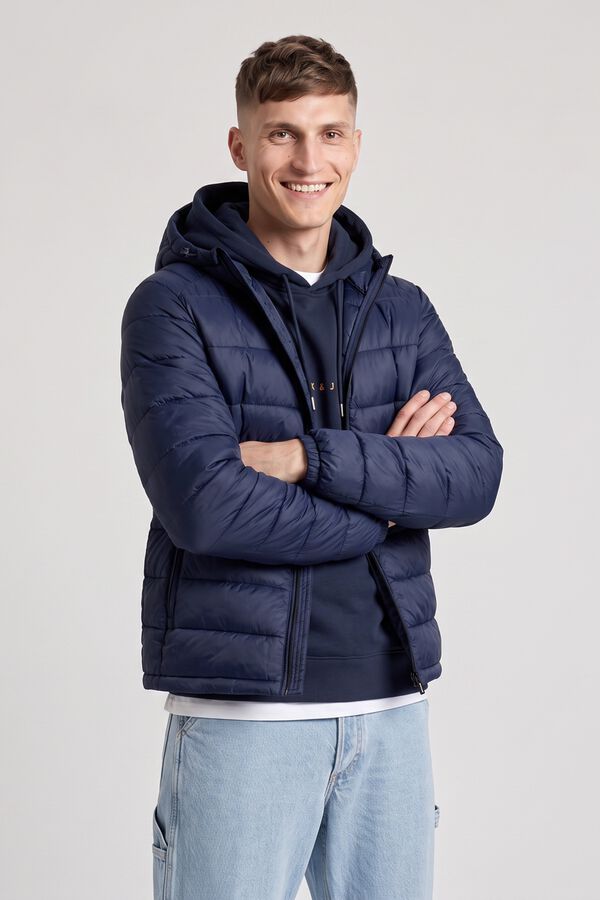 Jack & Jones Cazadora puffer capucha nylon azul