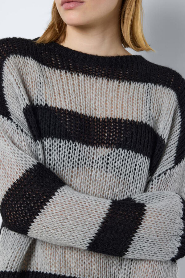 Springfield Striped sweater with long sleeve and round neckline  black