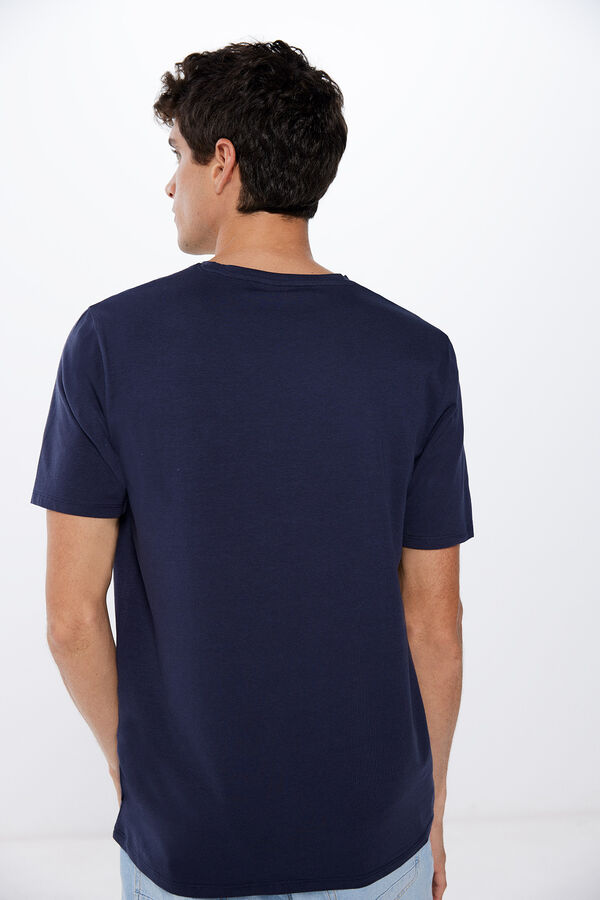 Springfield T-Shirt Rundhalsausschnitt Elasthan blau