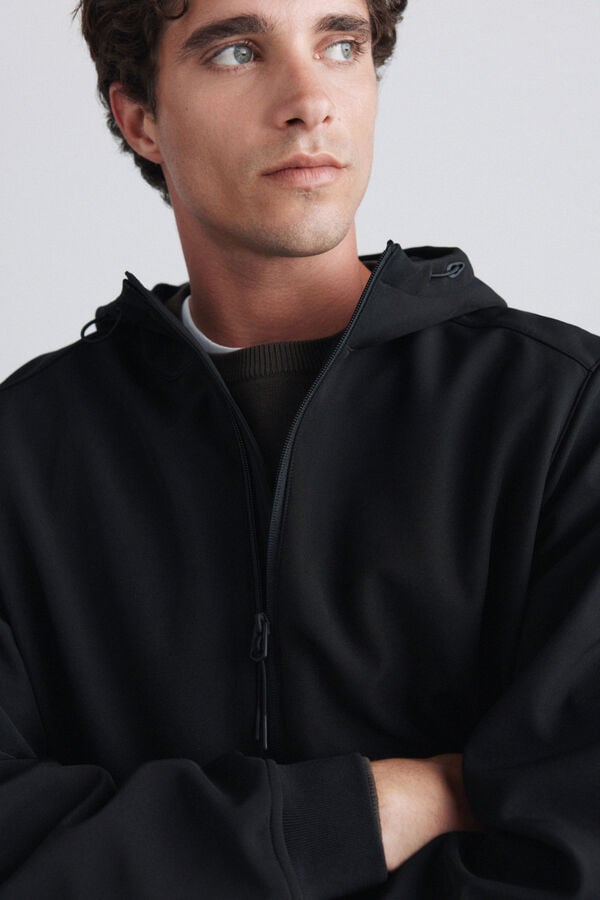 Springfield Hooded softshell jacket black