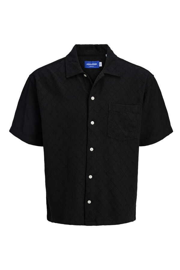 Jack & Jones Herren-Kurzarmhemd mit Textur Schwarz