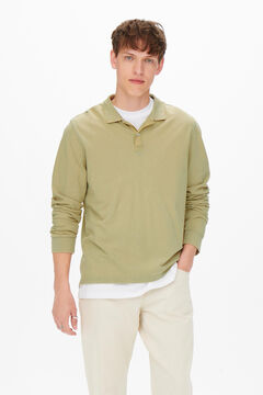 Springfield Long-sleeved cotton polo shirt. green