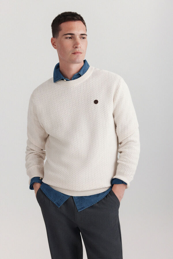 Springfield Structure knit jumper white