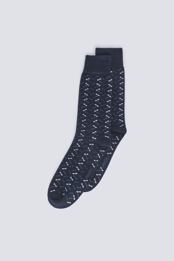 Springfield Chaussette longue micro broderies bleu