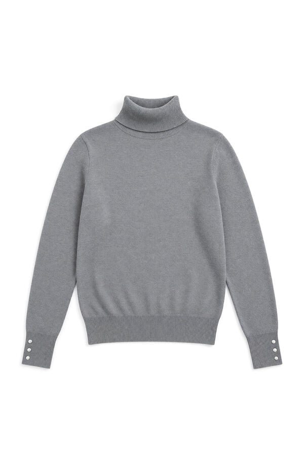 Springfield Camisola gola alta com bot&otilde;es nos punhos cinzento