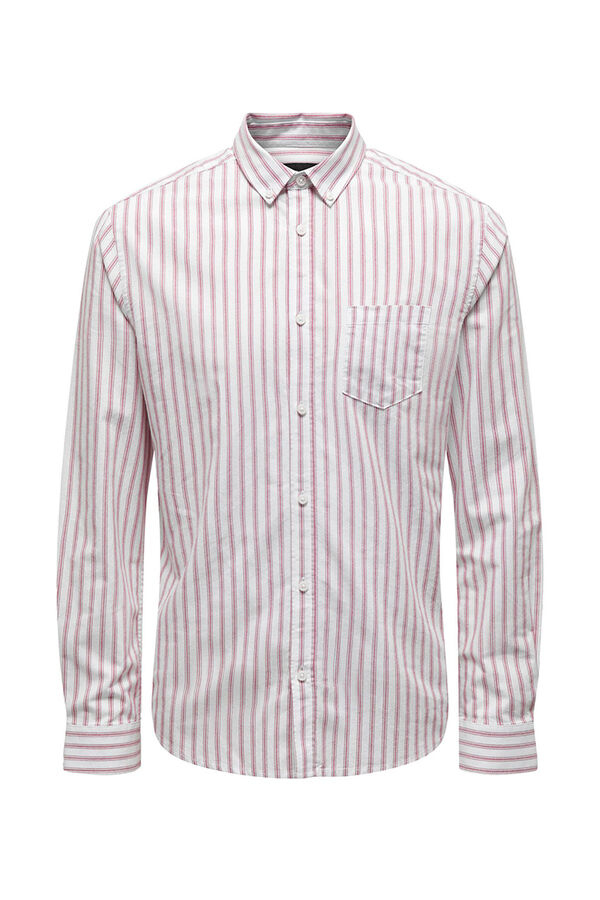 Springfield Long-sleeved striped Oxford shirt brick